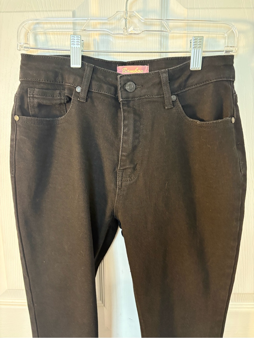 BAMBOO Black Skinny Jeans with Raw Hem - Picture 3 of 6